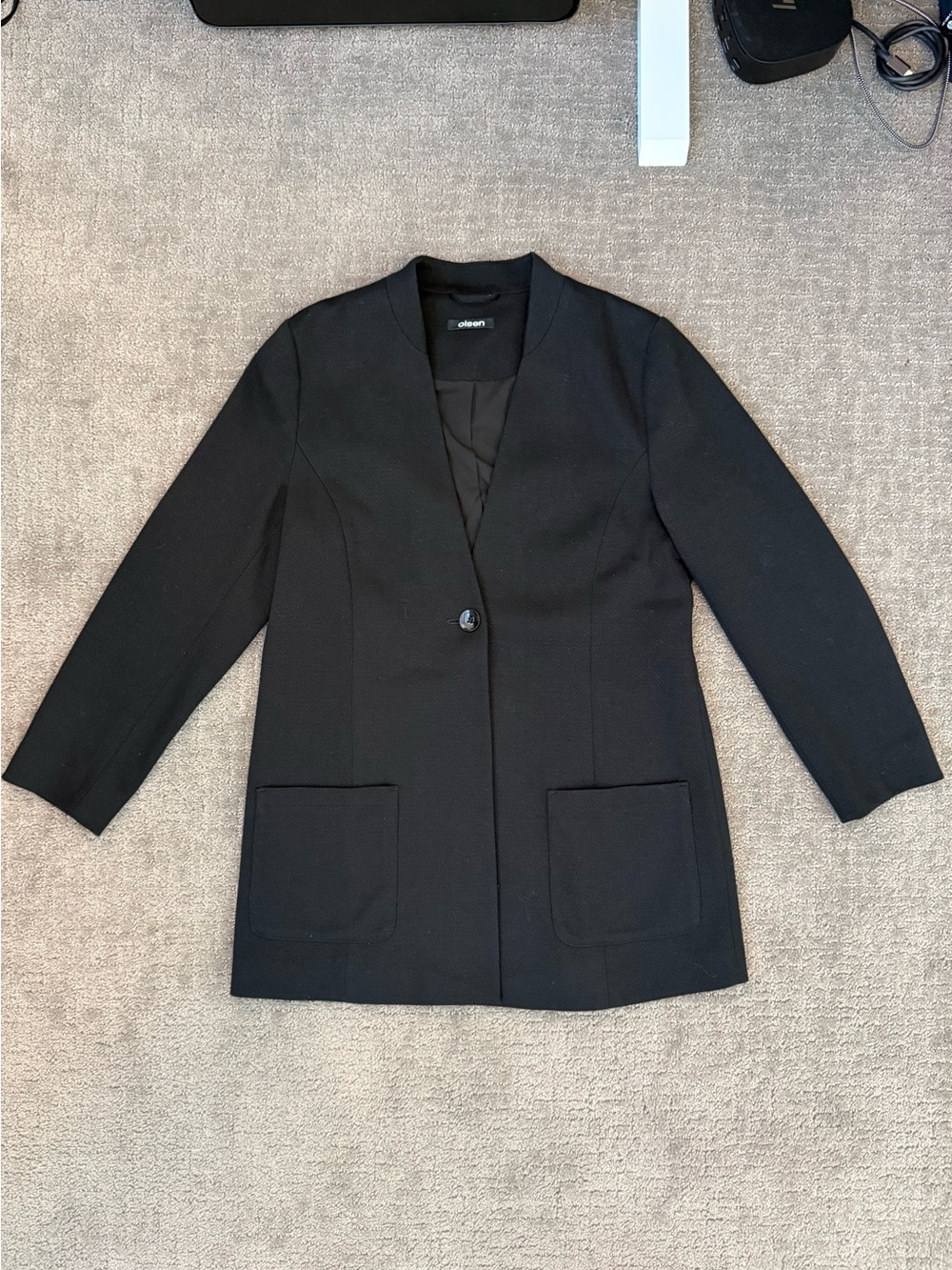 EUC Black Olsen Europe Women’s Longline Blazer, Size 8